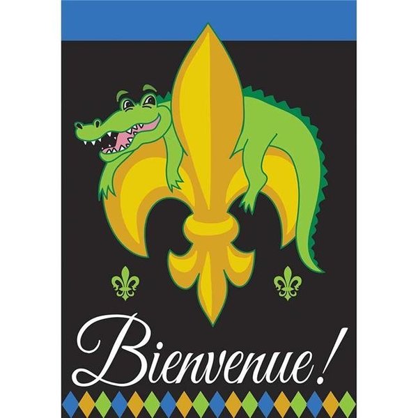 Dicksons Dicksons 01090 Bienvenue Alligator Fleur de Lis Double Applique Garden Flag 1090